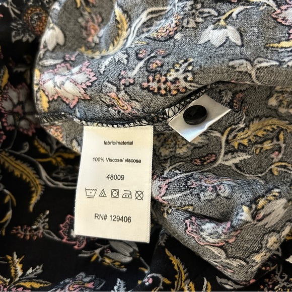 ❤️ VENUS Black Floral Blouse with Pink and Yellow Details L - Picture 6 of 10